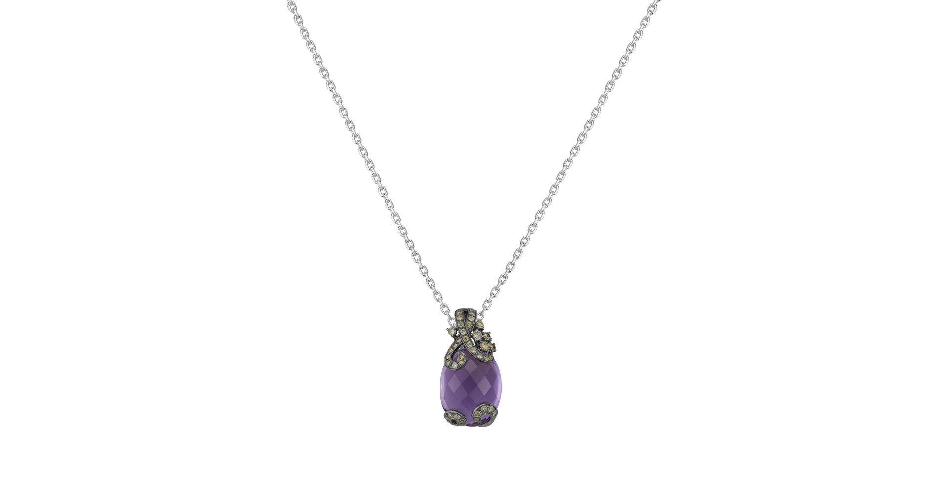 Pendant with brown diamonds and Amethyst Mythic Desire