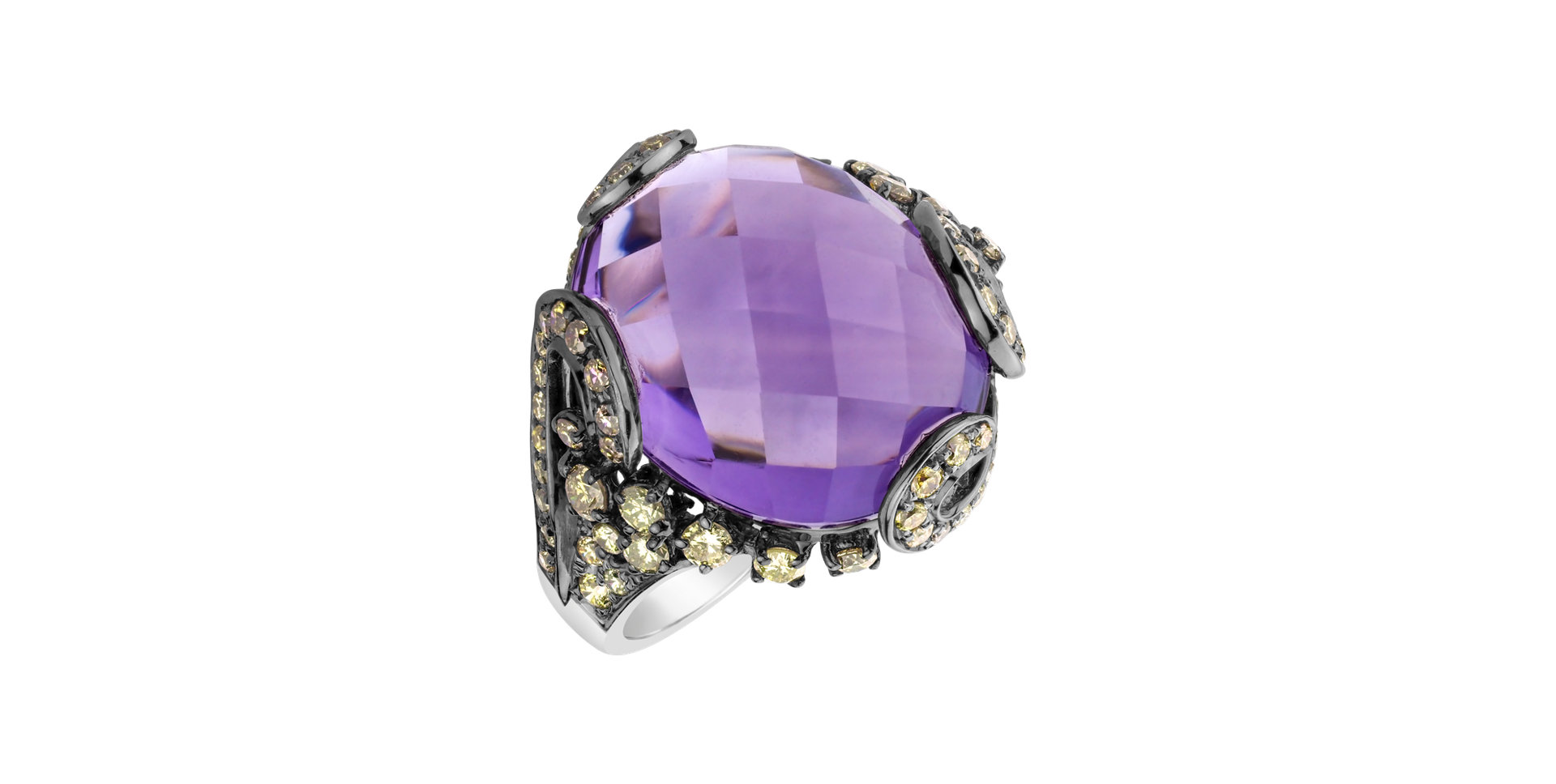 Ring with Amethyst and brown diamonds Sour Candy