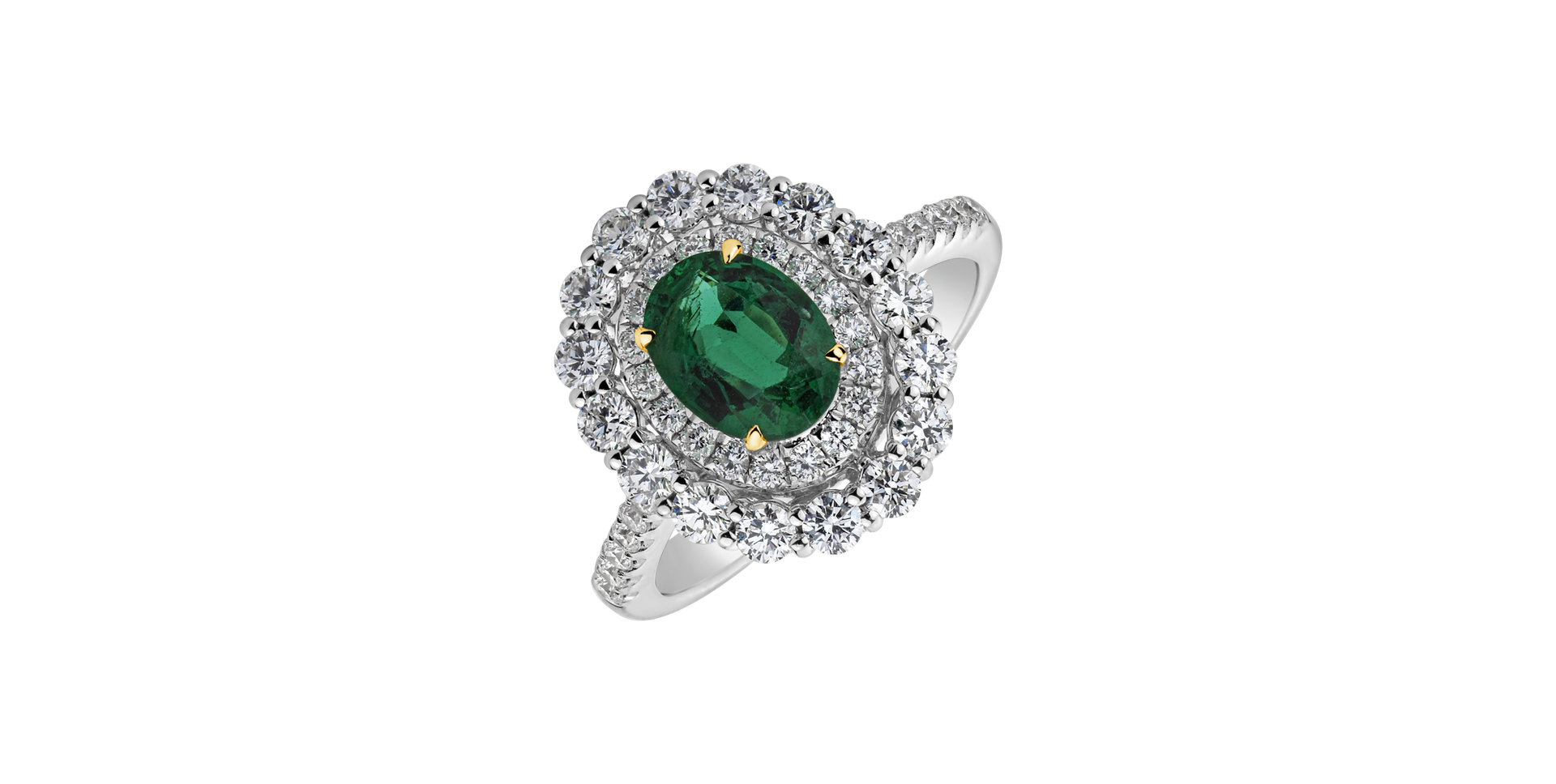 Diamond ring with Emerald Ethereal Whispers