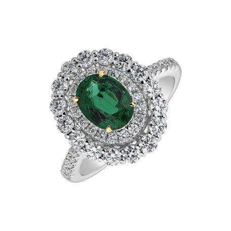 Diamond ring with Emerald Ethereal Whispers