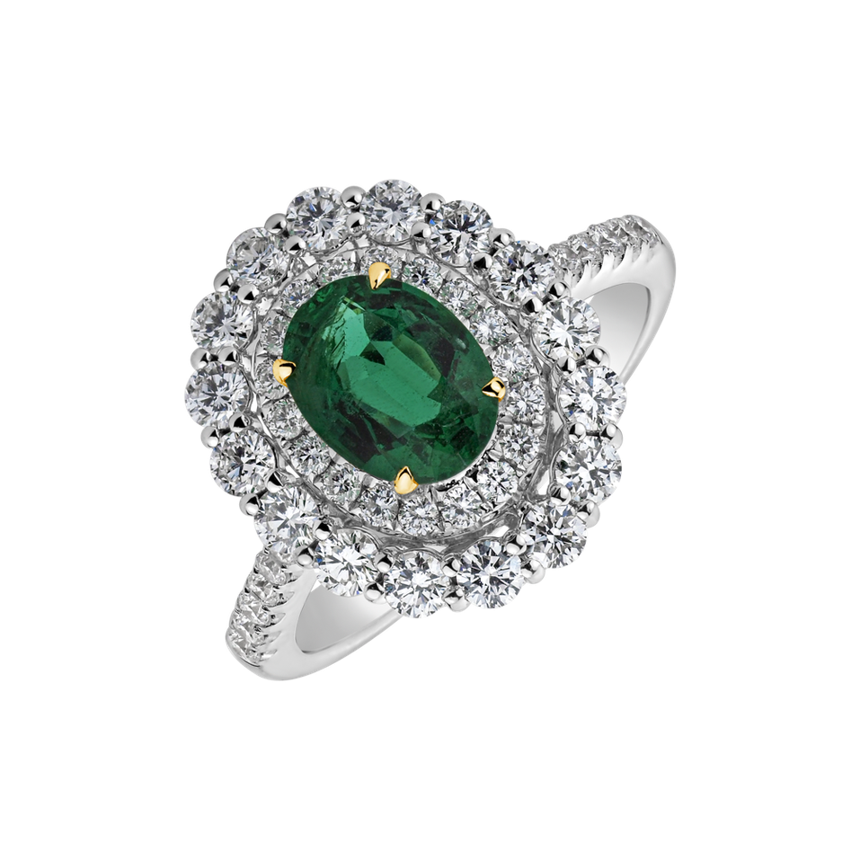 Diamond ring with Emerald Ethereal Whispers