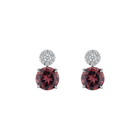 Diamond earrings with Tourmaline Bloody Tears