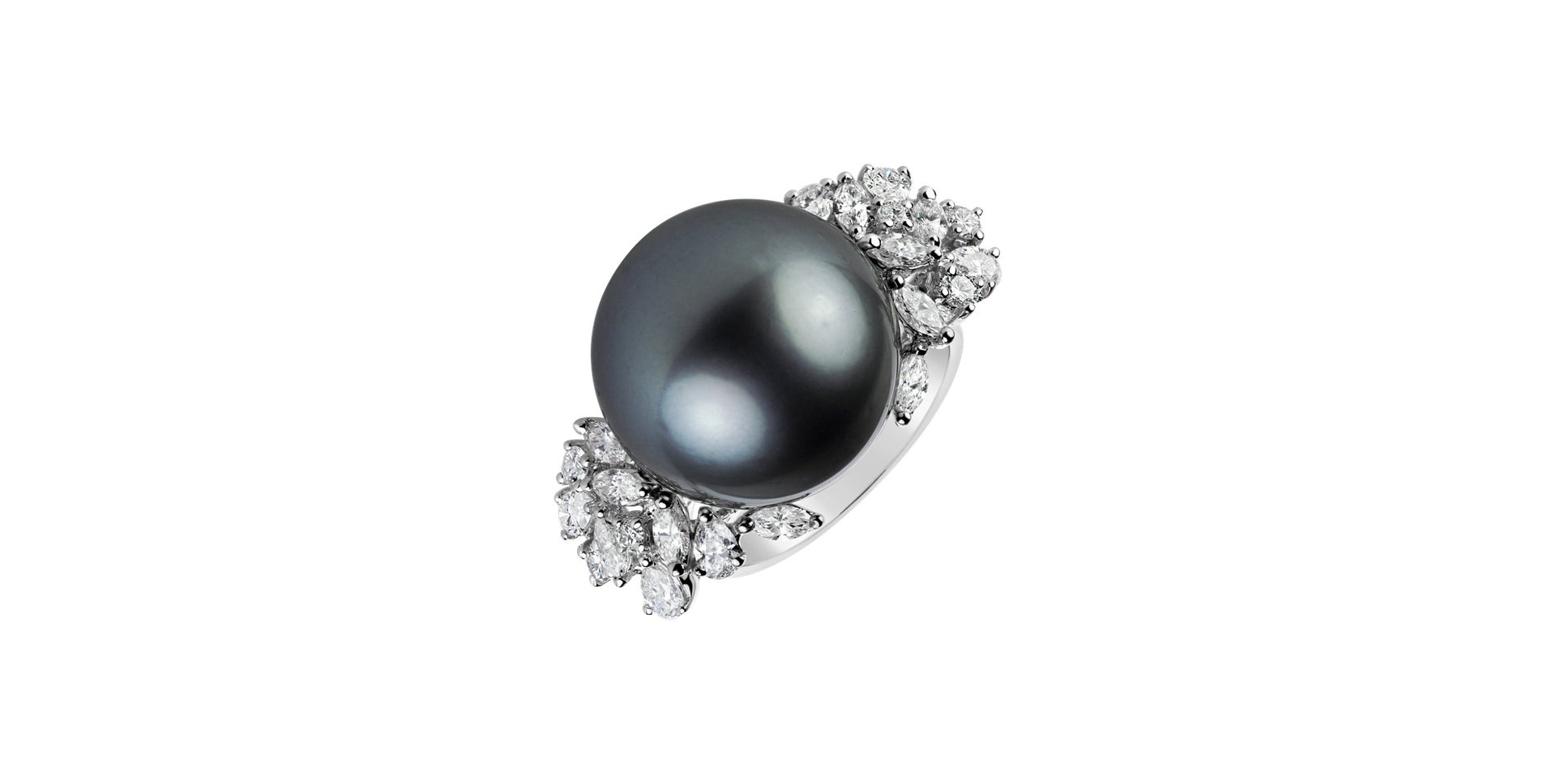 Diamond ring with Pearl Blue Miracle