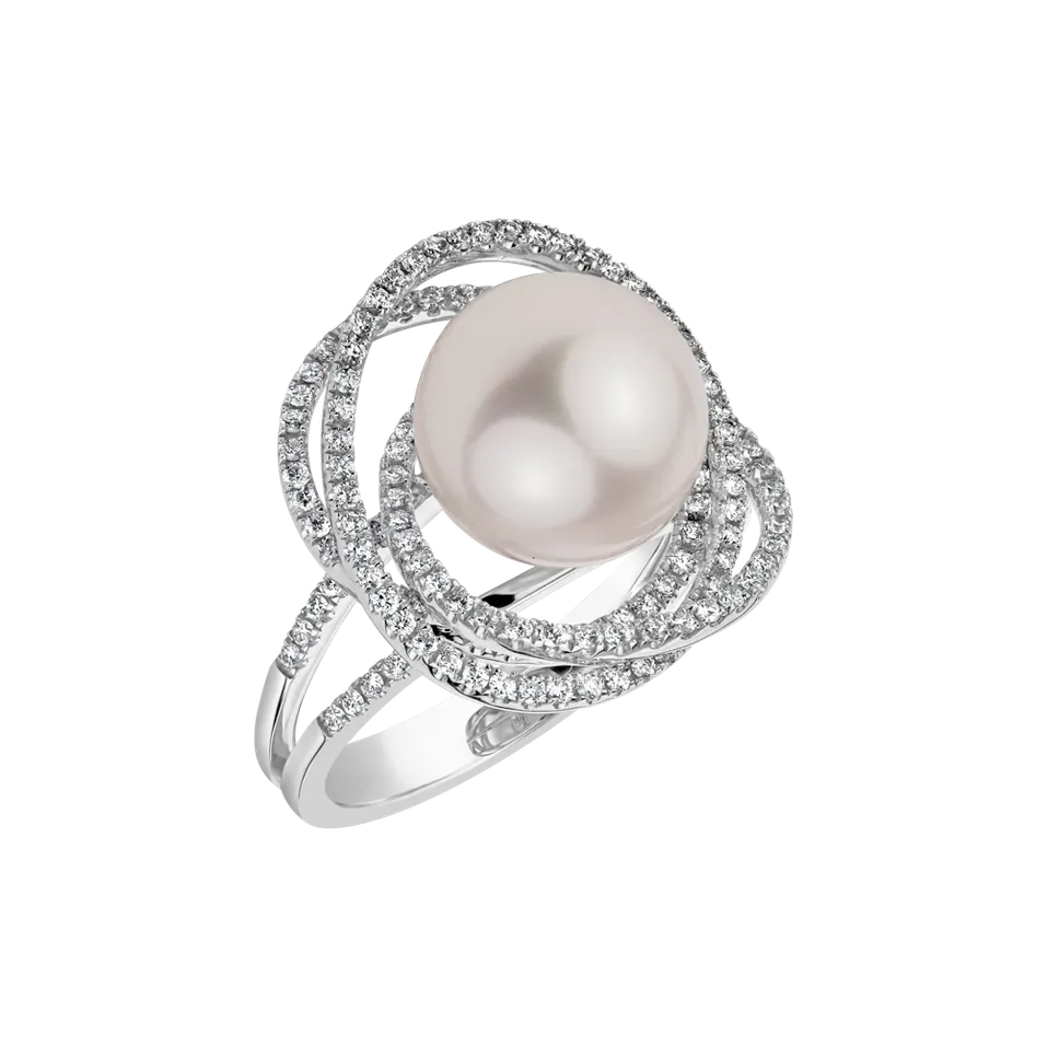 Diamond ring with Pearl Galaxy of Hope