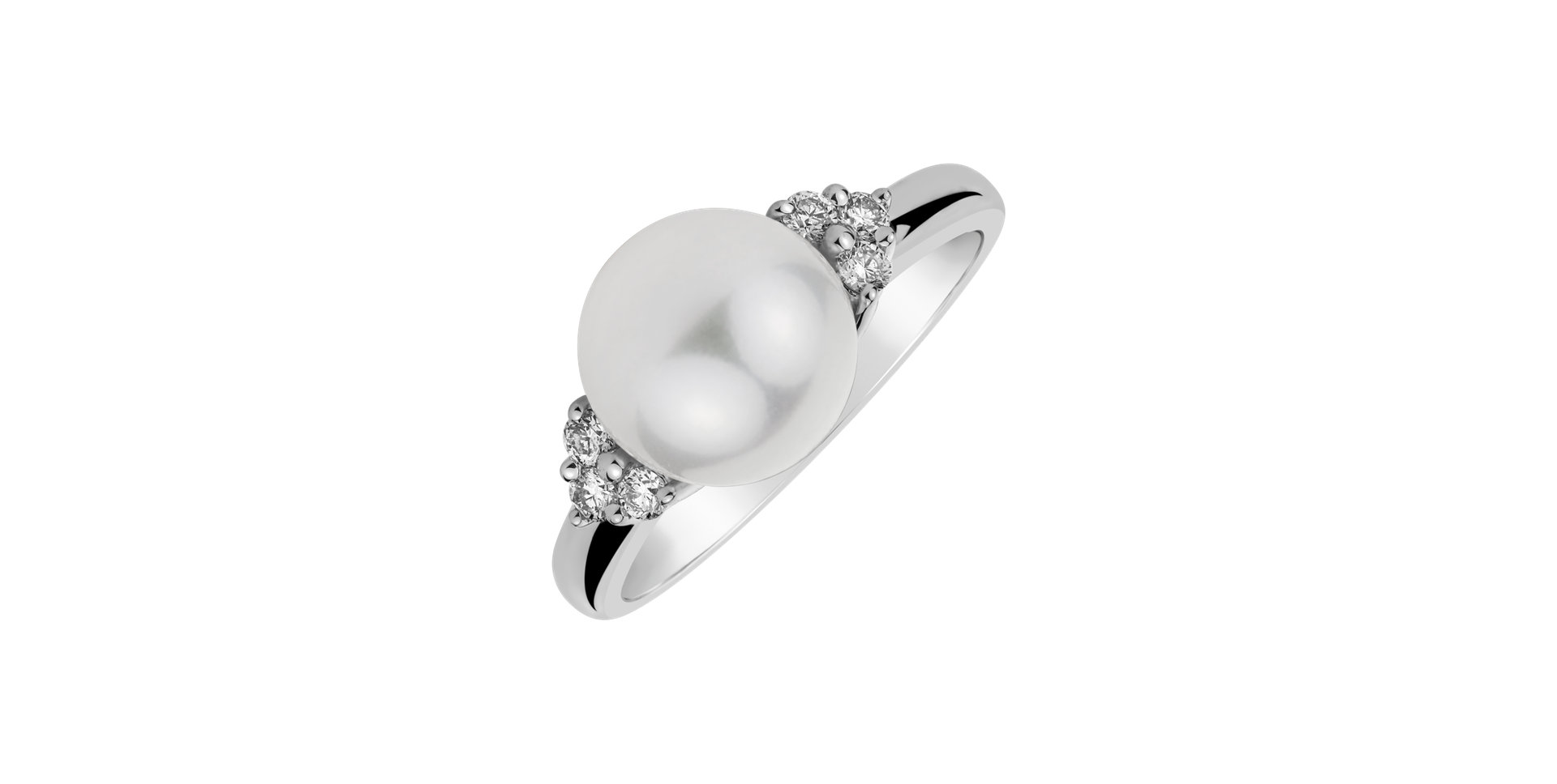 Diamond ring with Pearl Cherubic Shore