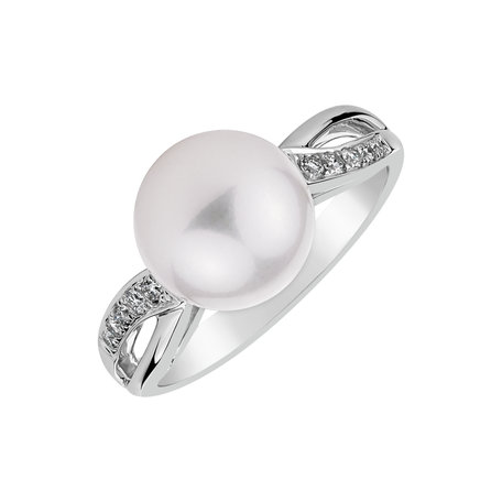 Diamond ring with Pearl Eternal Depth