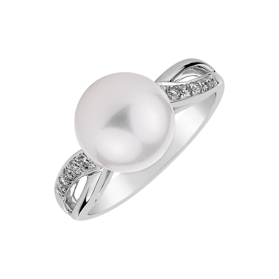 Diamond ring with Pearl Eternal Depth