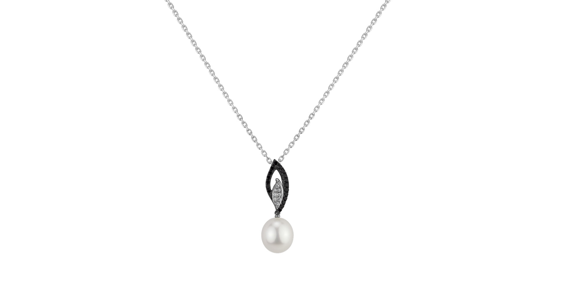 Pendant with black and white diamonds and Pearl Selkie