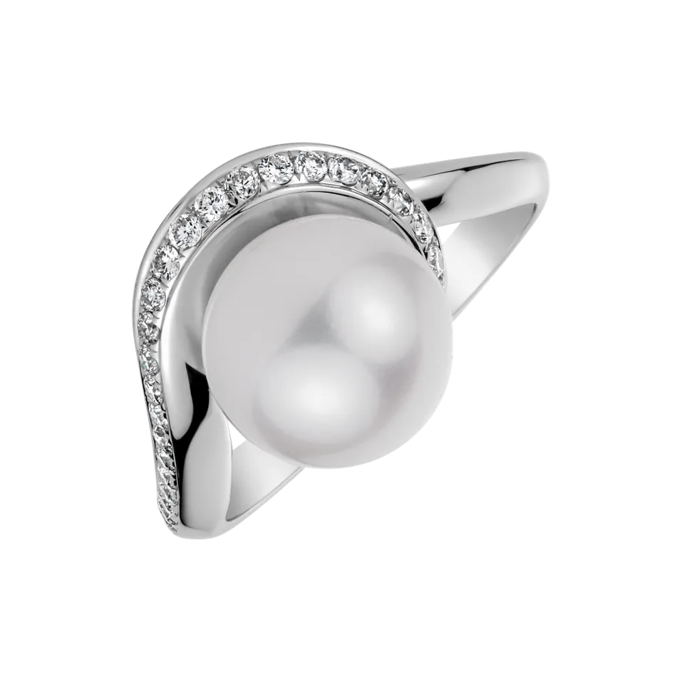 Diamond ring with Pearl Spiral Sea
