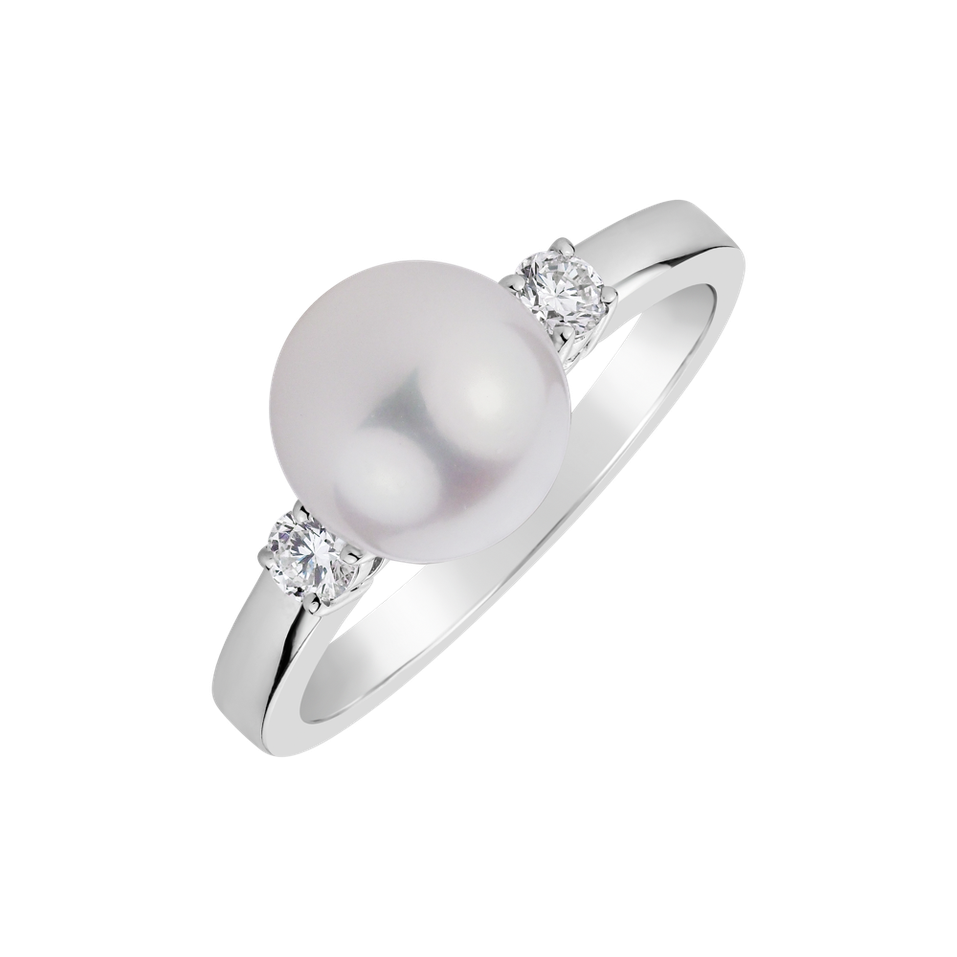 Diamond ring with Pearl See Gentleness