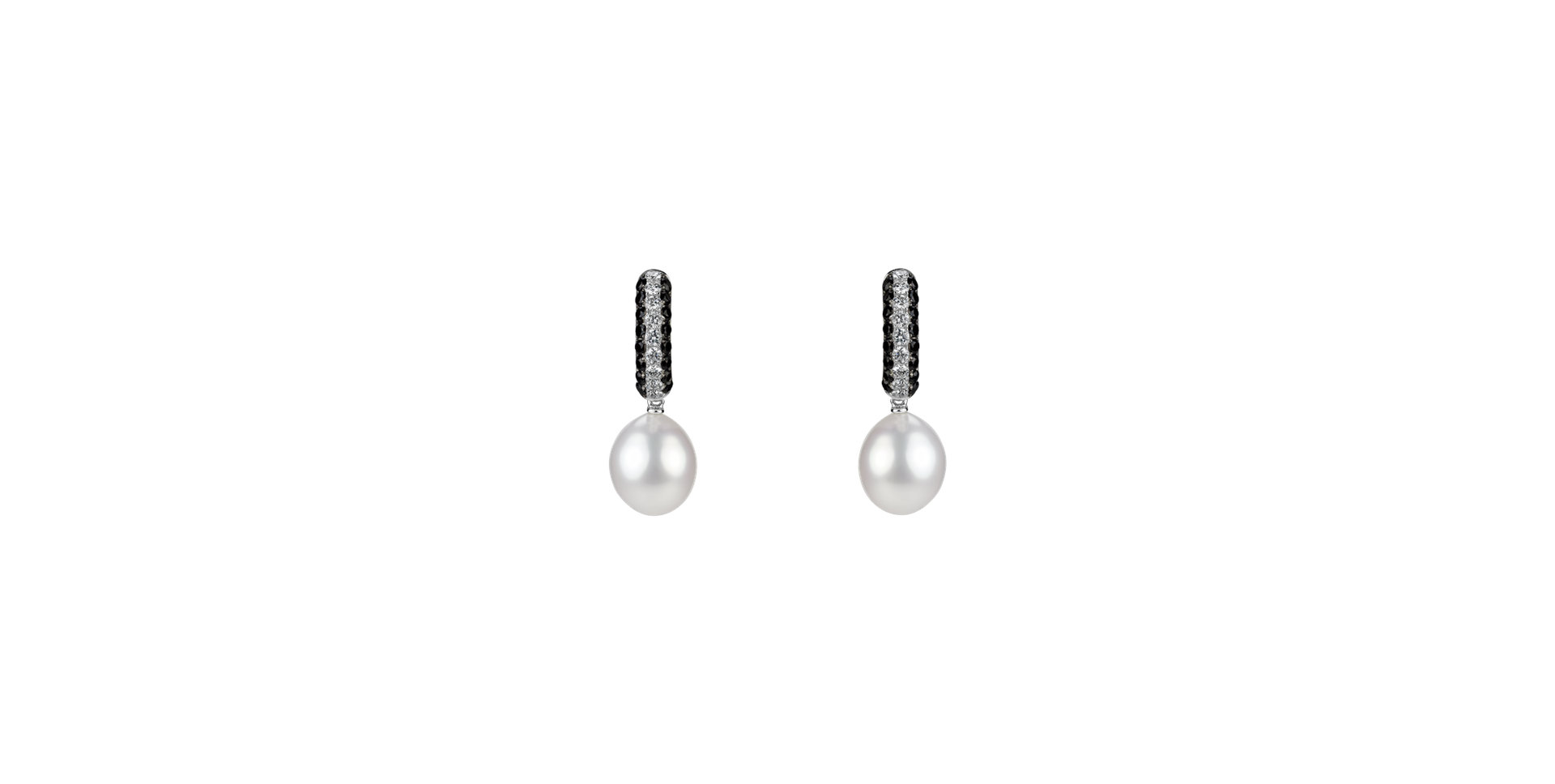 Earrings with black and white diamonds and Pearl Apricus Sea