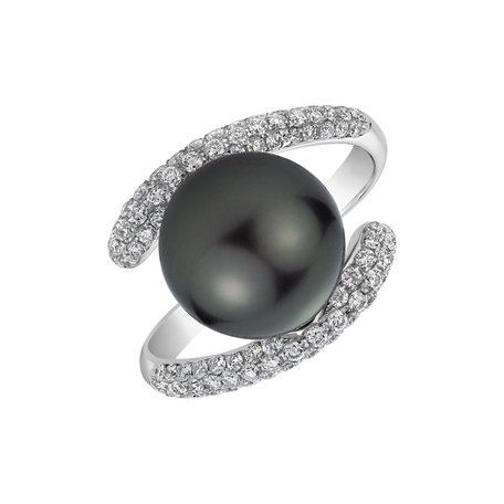 Diamond ring with Pearl Tahitian Poetry