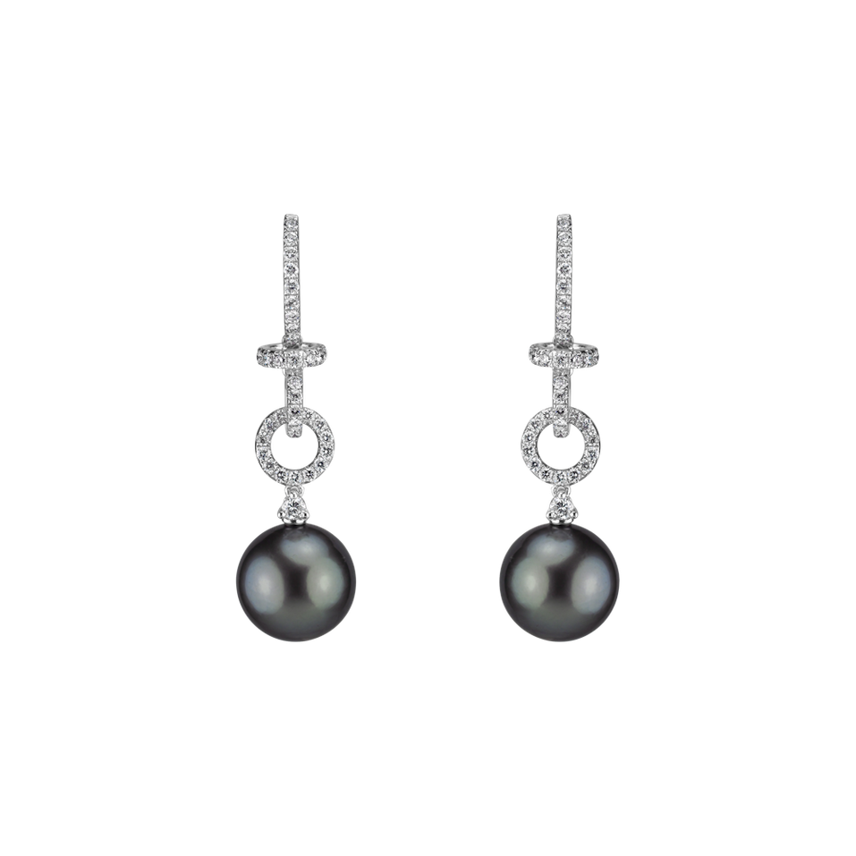 Diamond earrings with Pearl Ghosty Shore