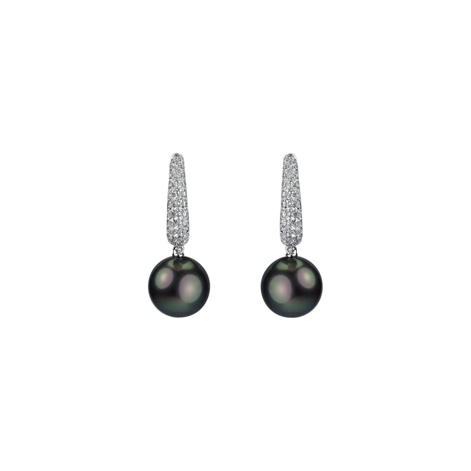 Diamond earrings with Pearl Sea of Mortality