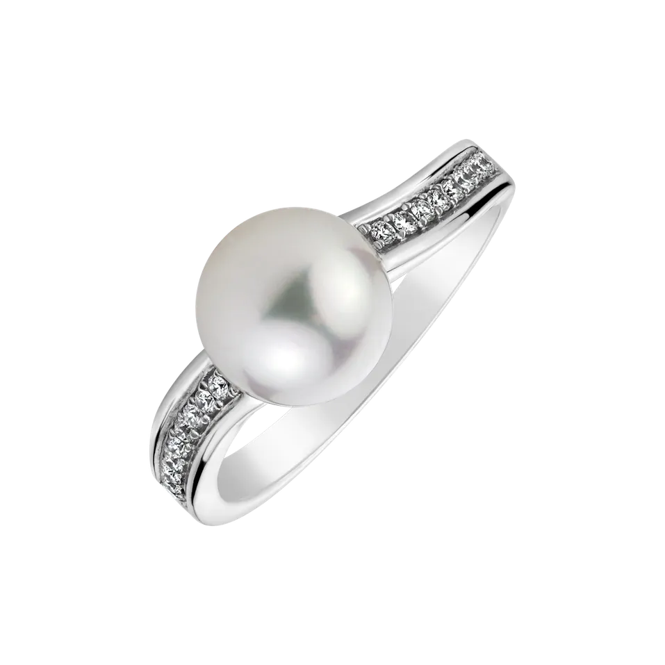 Diamond ring with Pearl Poseidon Decisions