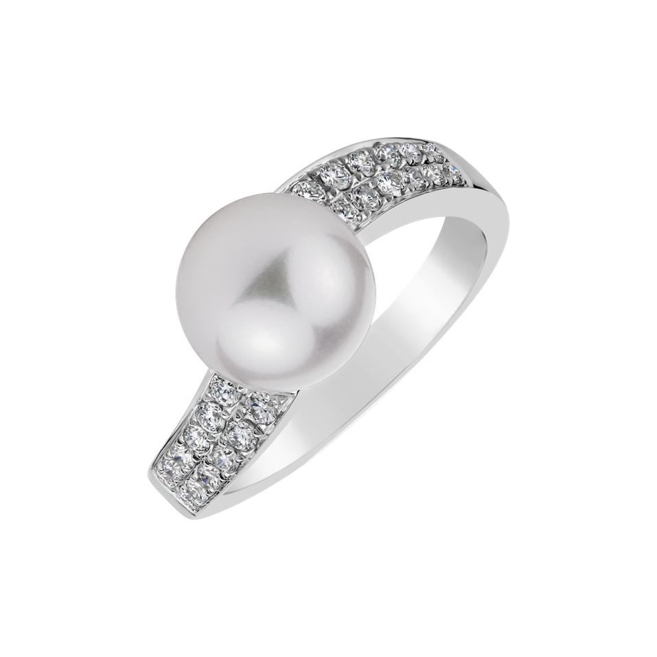 Diamond ring with Pearl Spiral Treasure