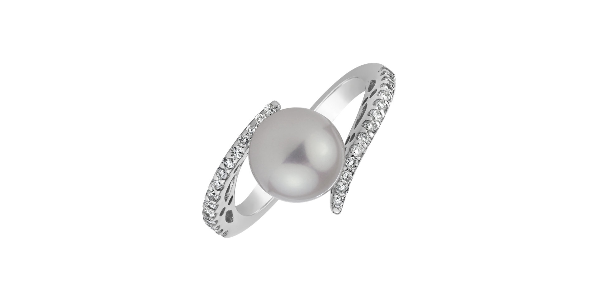 Diamond ring with Pearl Poseidon Future