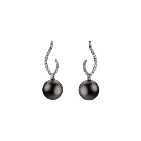 Diamond earrings with Pearl Oceanic Overture