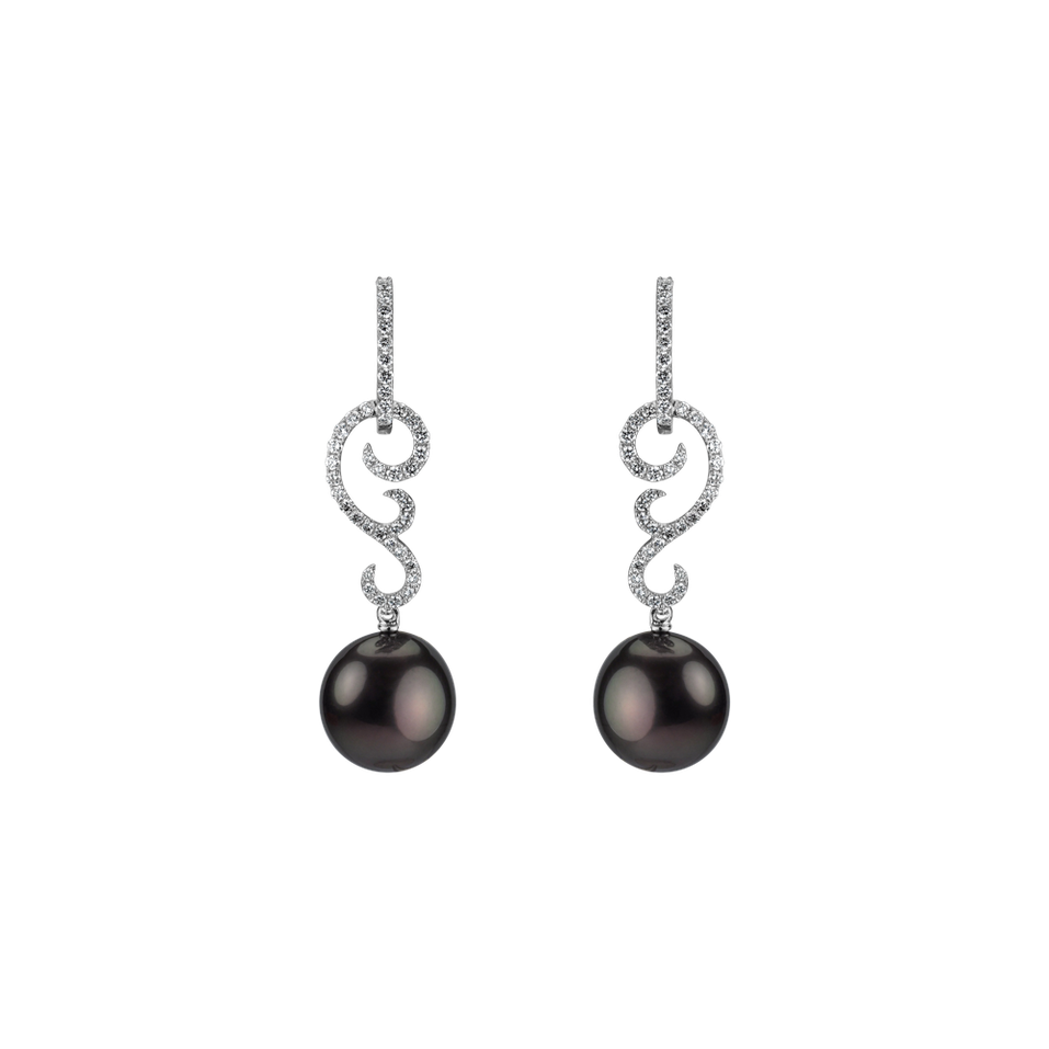 Diamond earrings with Pearl Oblivion Ocean