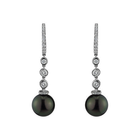 Diamond earrings with Pearl Ocean Doom