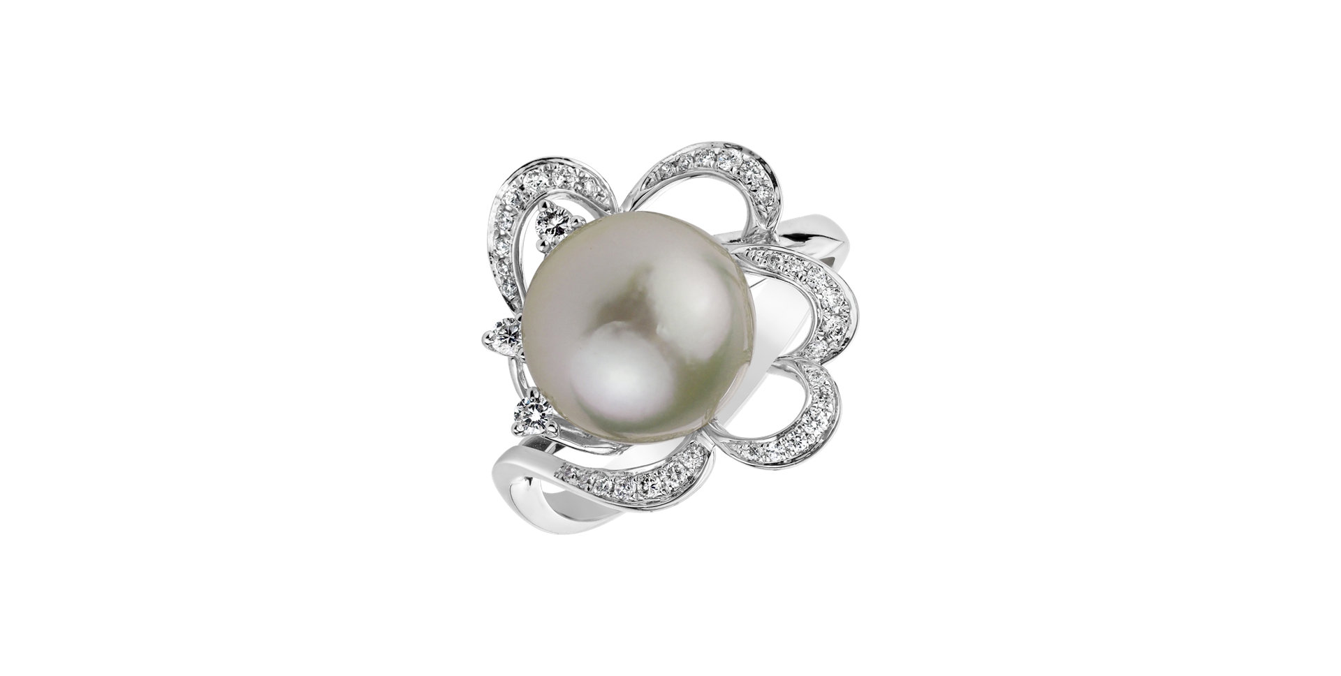 Diamond ring with Pearl Pearl Romance