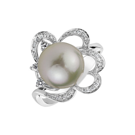 Diamond ring with Pearl Pearl Romance