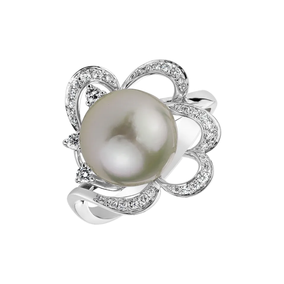 Diamond ring with Pearl Pearl Romance