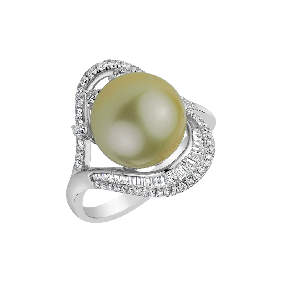 Diamond ring with Pearl Gold Poem