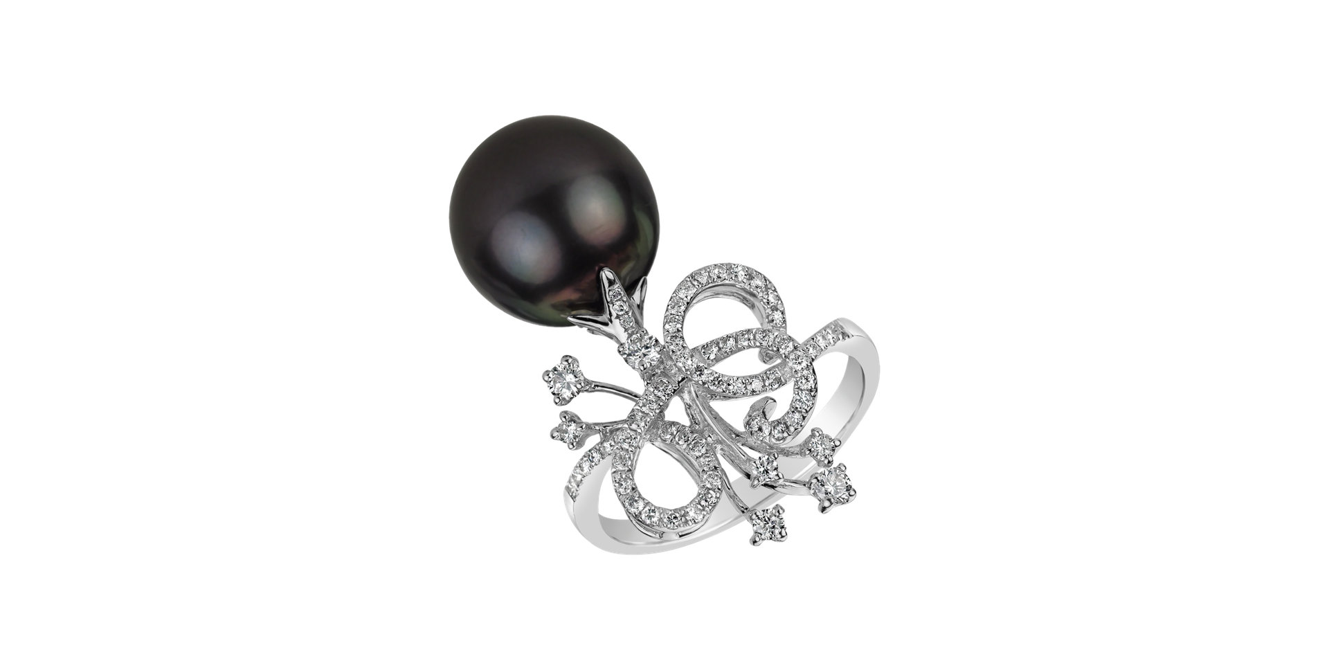 Diamond ring with Pearl Flower of Sea