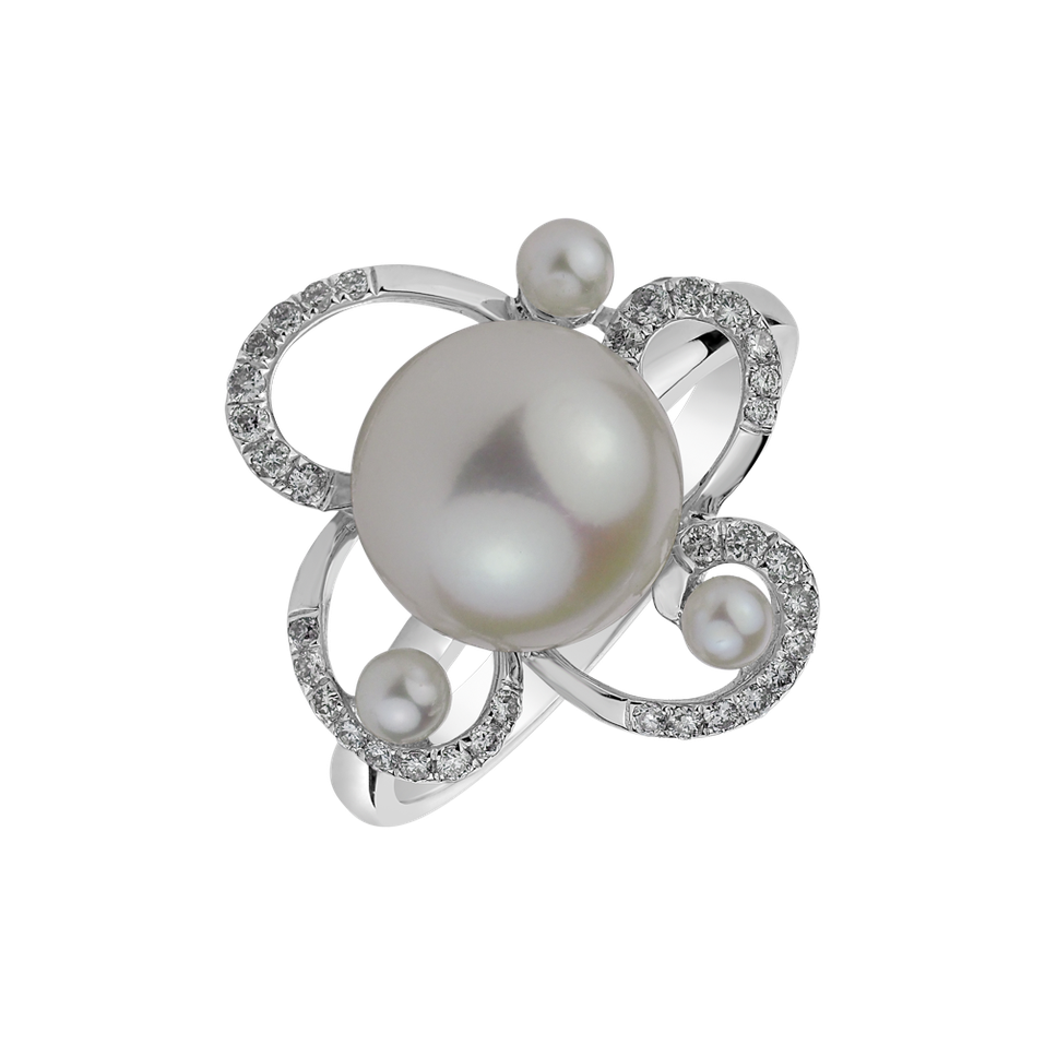 Diamond ring with Pearl Pearl Dream