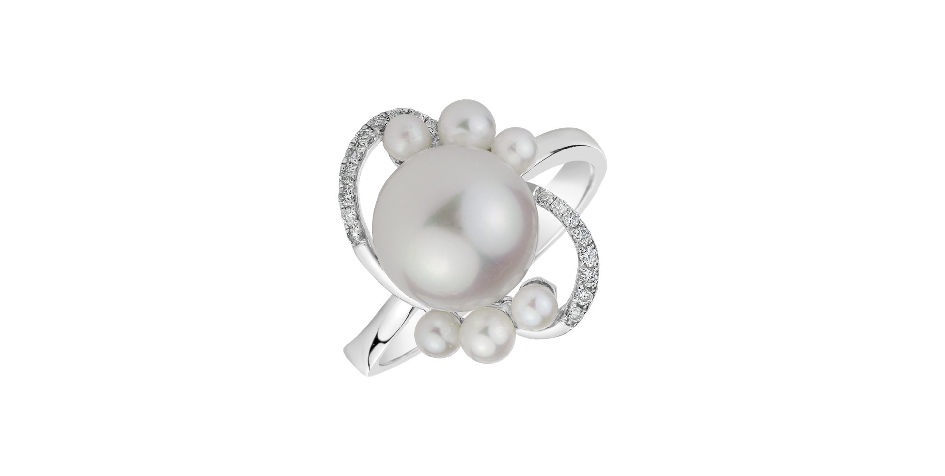 Diamond ring with Pearl Celestial Pearls