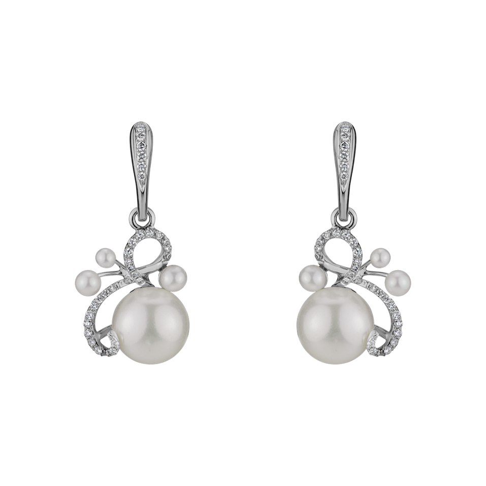 Diamond earrings with Pearl Nymph Desire