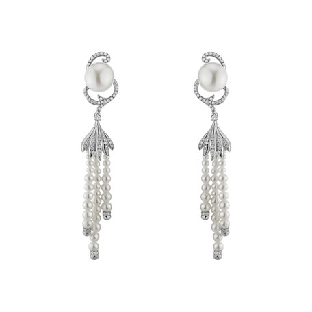 Diamond earrings with Pearl Pearl Symphony