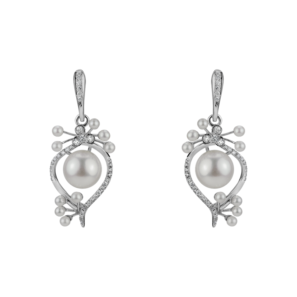 Diamond earrings with Pearl Celestial Lagoon