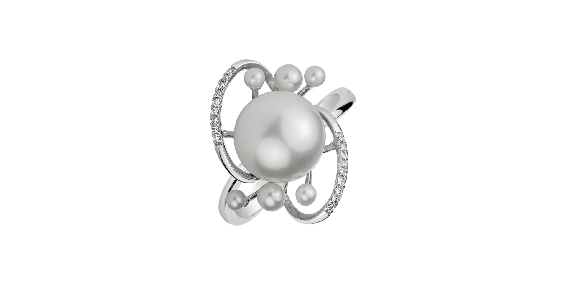 Diamond ring with Pearl Nymph Treasure