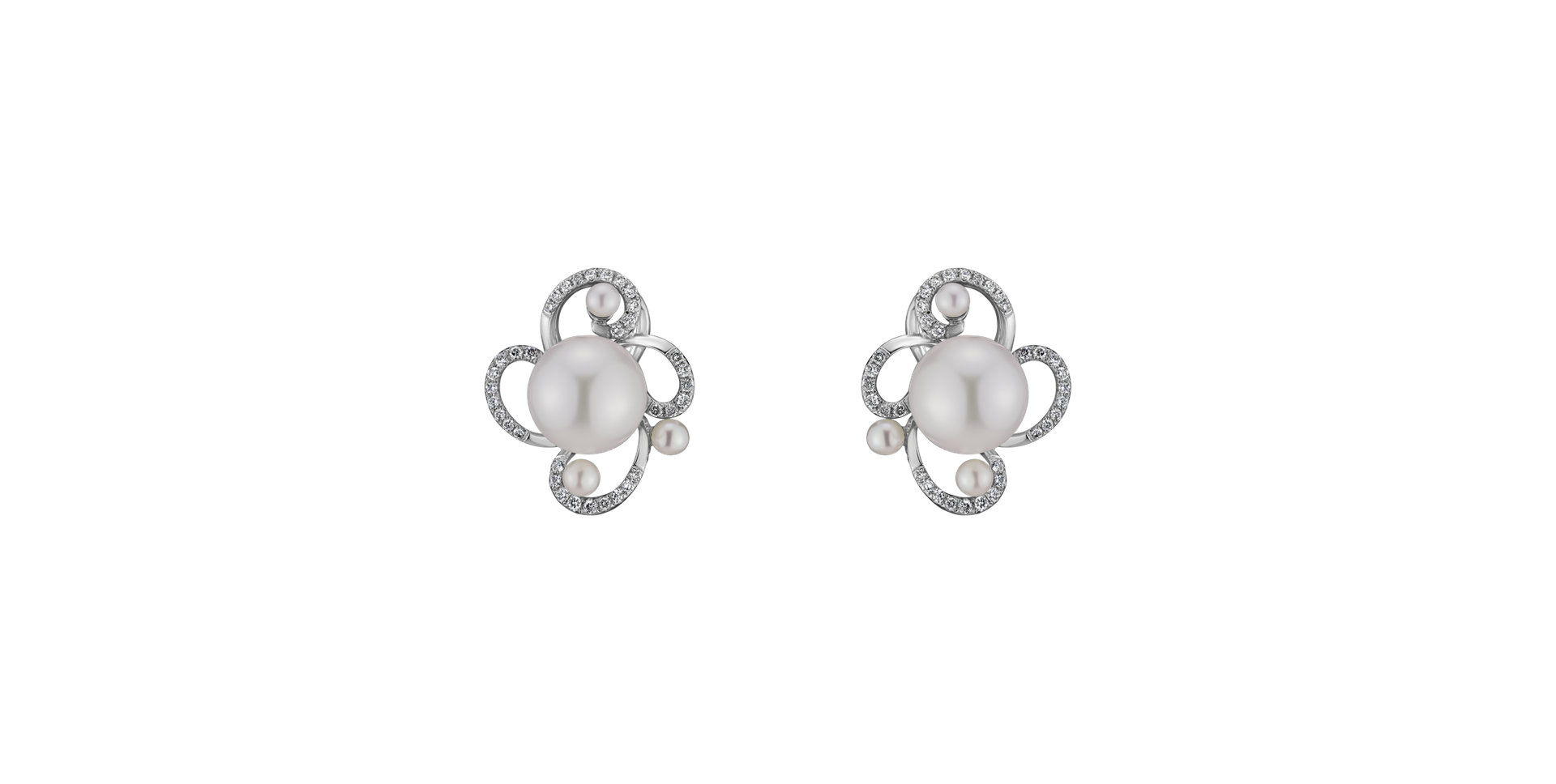 Diamond earrings with Pearl Nymph Charm
