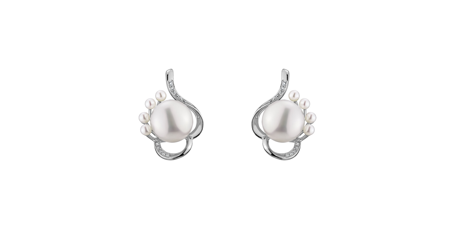 Diamond earrings with Pearl White Elegance