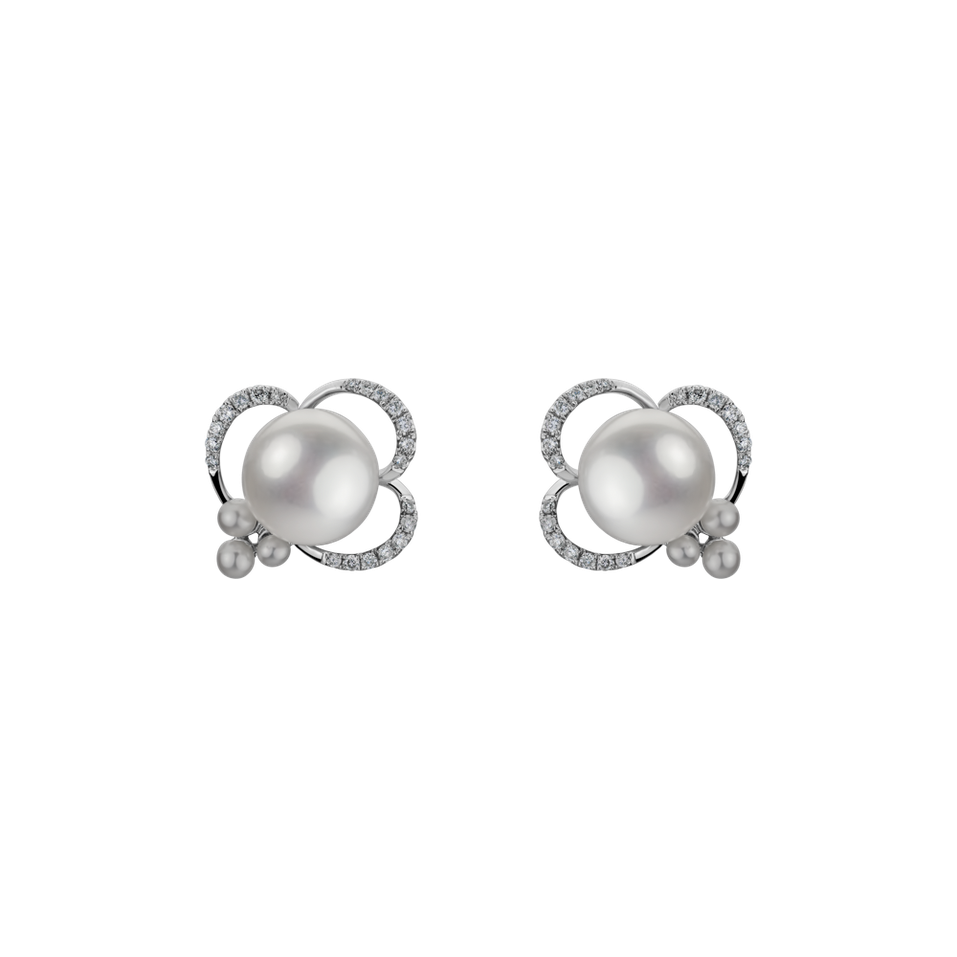 Diamond earrings with Pearl White Miracle