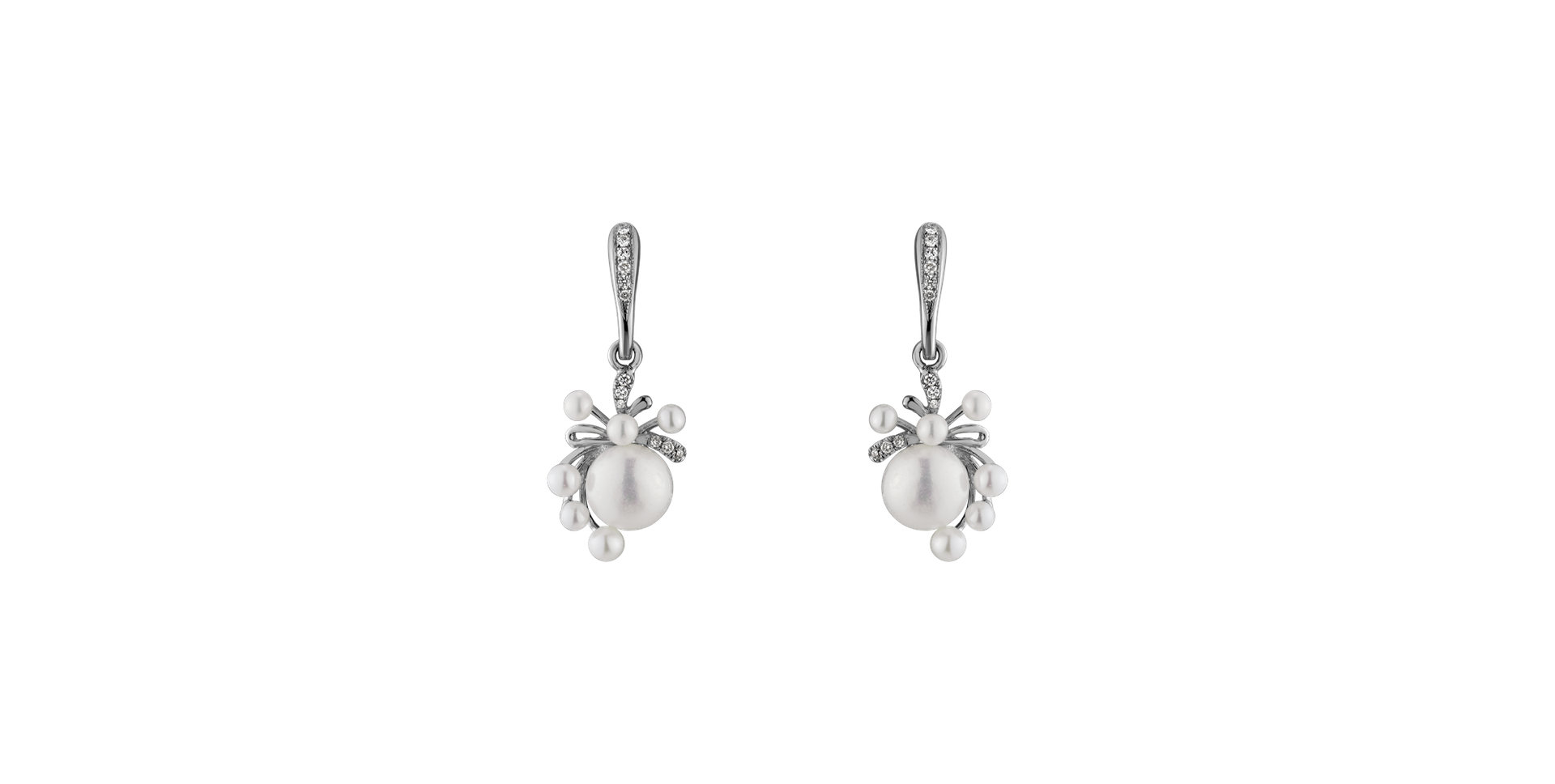 Diamond earrings with Pearl Nymph Beauty