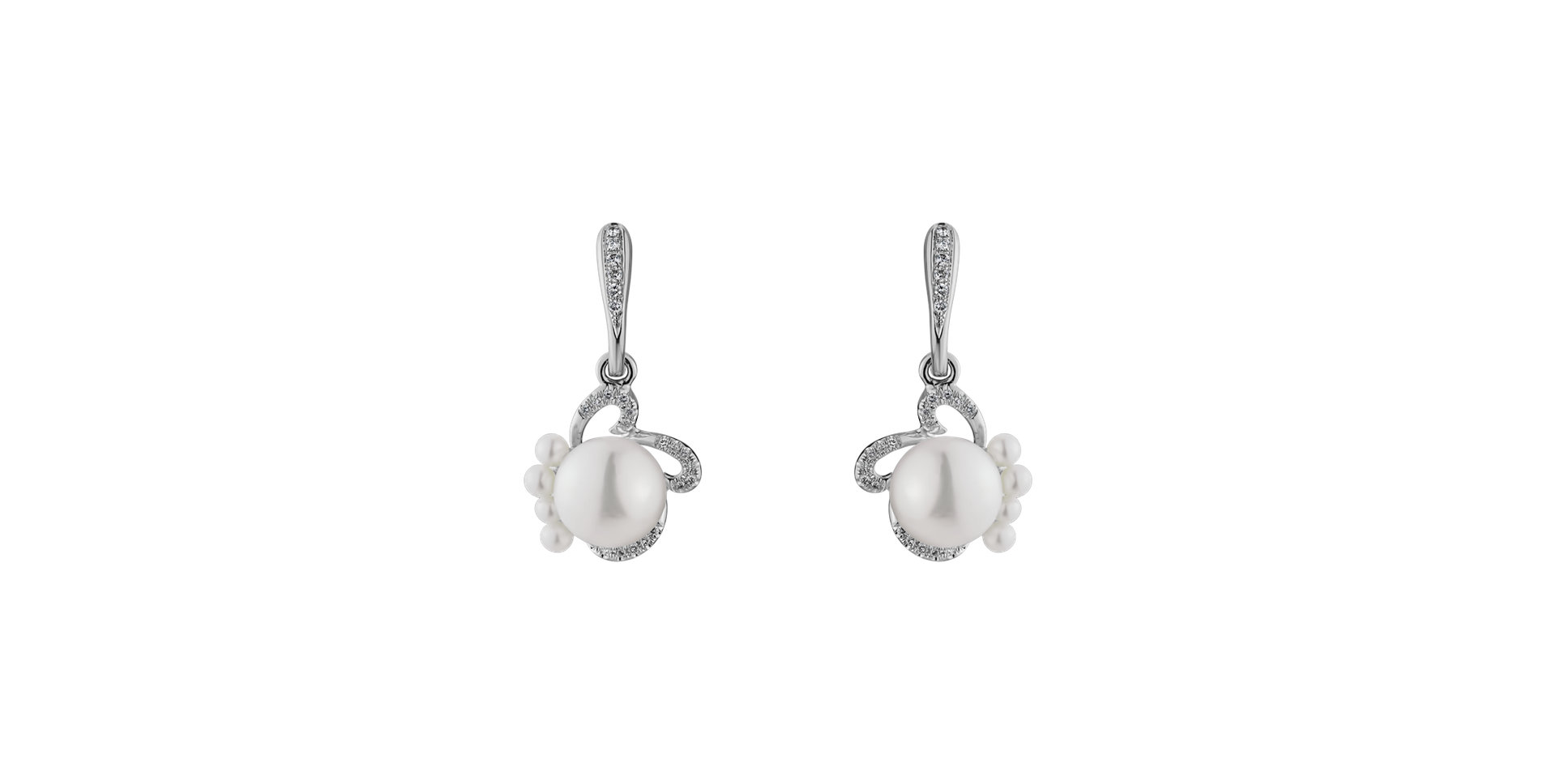 Diamond earrings with Pearl Nymph Poetry
