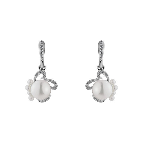 Diamond earrings with Pearl Nymph Poetry