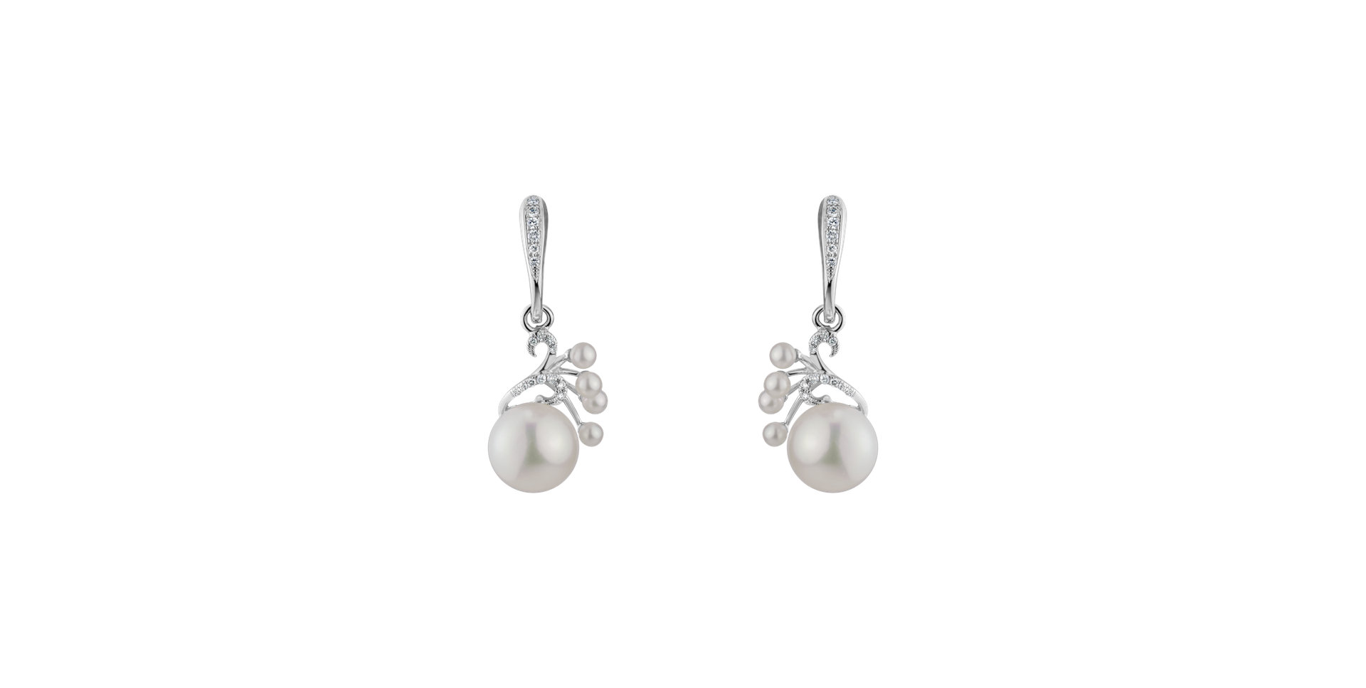 Diamond earrings with Pearl Pearl Poem