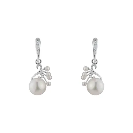 Diamond earrings with Pearl Pearl Poem
