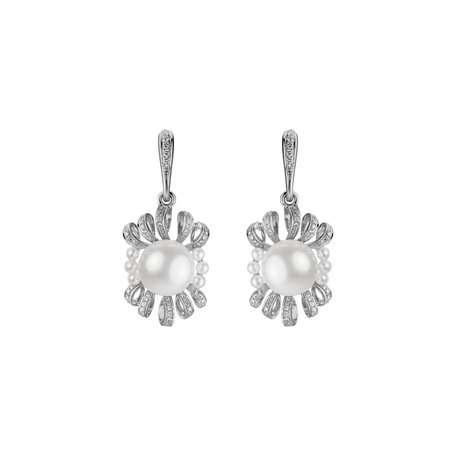 Diamond earrings with Pearl Nymph Eminence