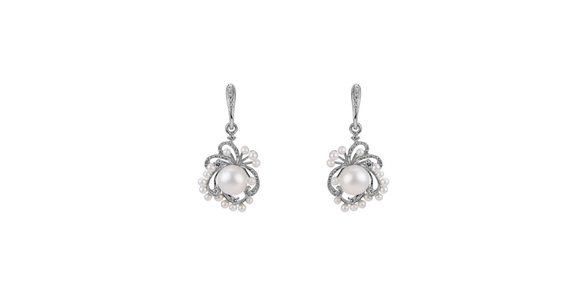 Diamond earrings with Pearl Nymph Fantasy