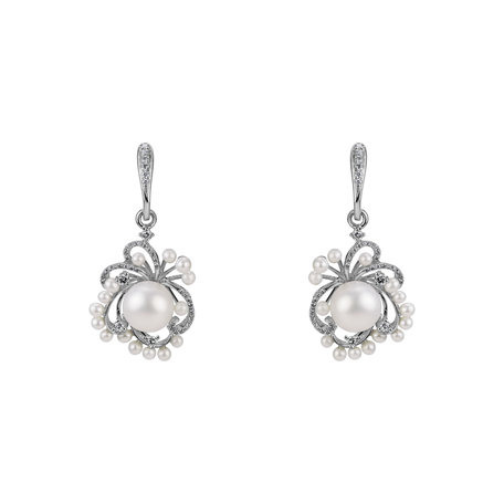 Diamond earrings with Pearl Nymph Fantasy