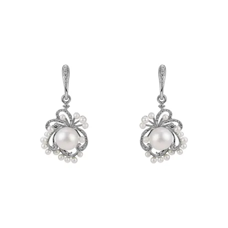 Diamond earrings with Pearl Nymph Fantasy