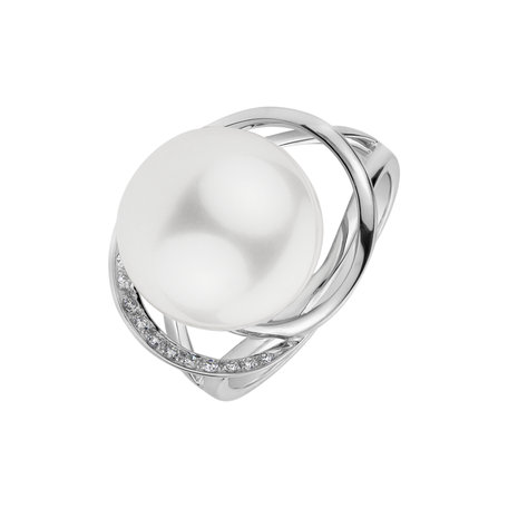 Diamond ring with Pearl Glorious Reef