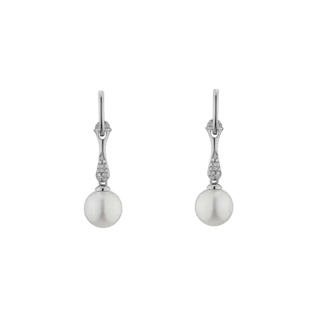 Diamond earrings with Pearl Island in the Sun