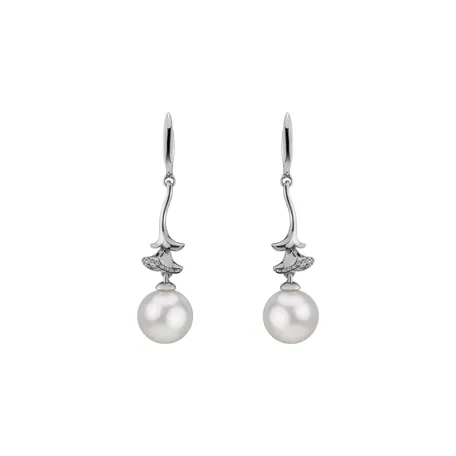 Diamond earrings with Pearl Molteia